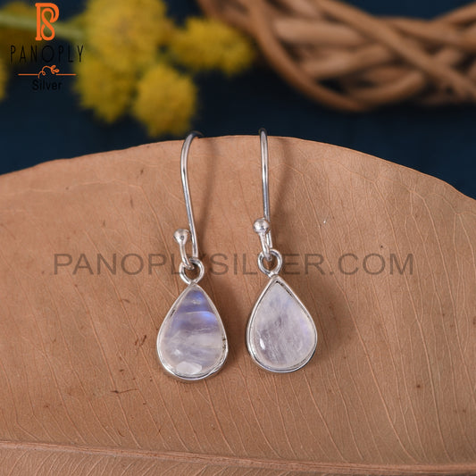 925 Silver Rainbow Moonstone Dangle Drop Earrings