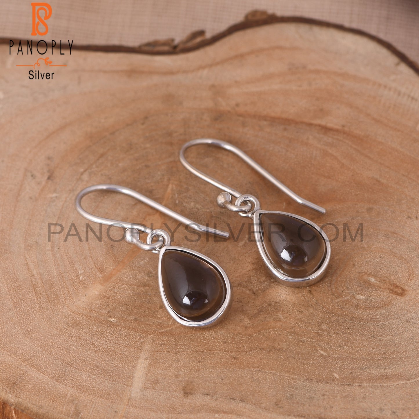 Smoky Gemstone Drop 925 Silver Brown Earrings