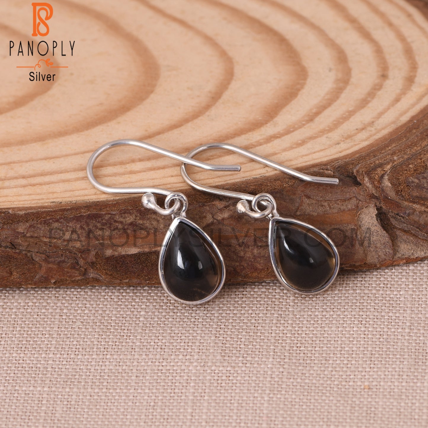 Smoky Gemstone Drop 925 Silver Brown Earrings