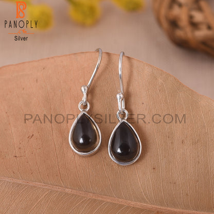 Smoky Gemstone Drop 925 Silver Brown Earrings