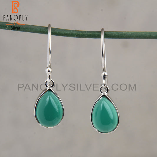 Green Onyx 925 Silver Earwire Hoop Earrings