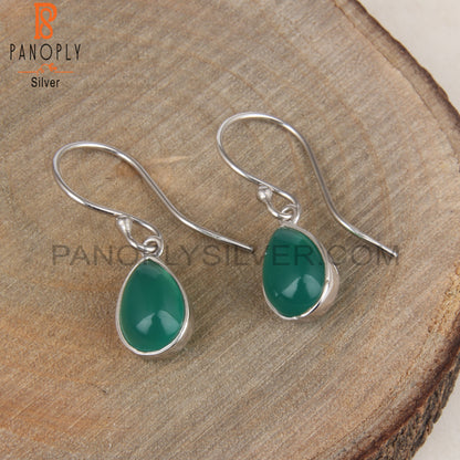 Green Onyx 925 Silver Earwire Hoop Earrings