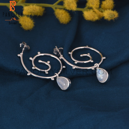 Rainbow Moonstone 925 Silver Hurricane Earrings