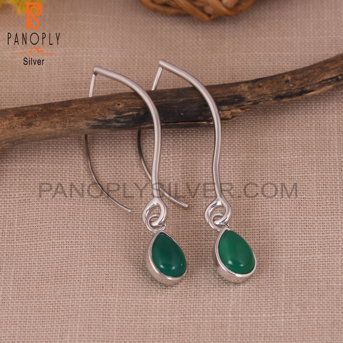 Green Onyx 925 Sterling Silver Gemstone Green Earrings