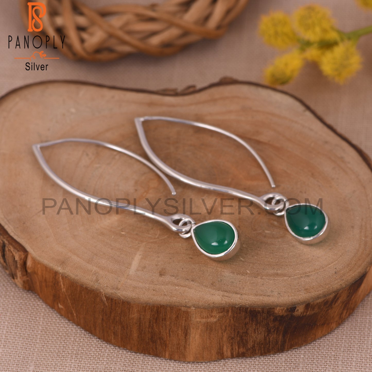 Green Onyx 925 Sterling Silver Gemstone Green Earrings