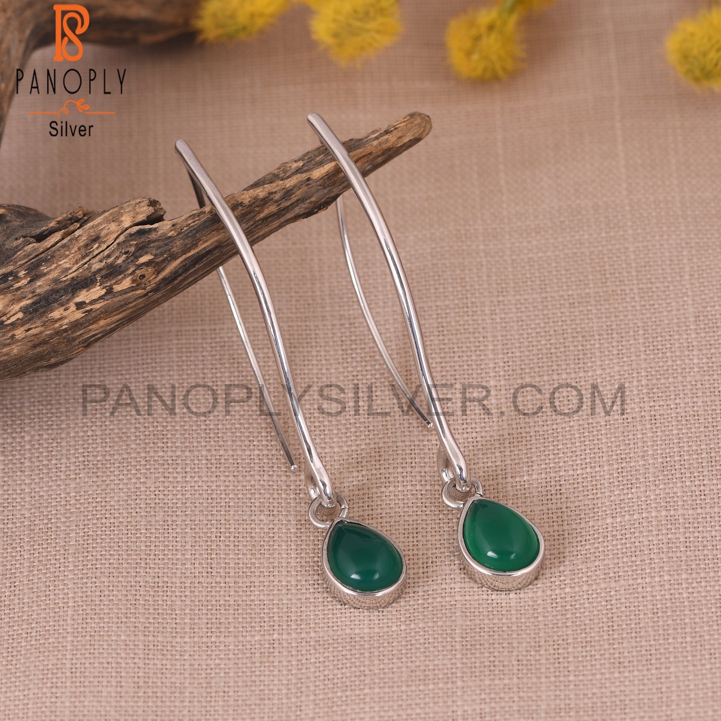 Green Onyx 925 Sterling Silver Gemstone Green Earrings