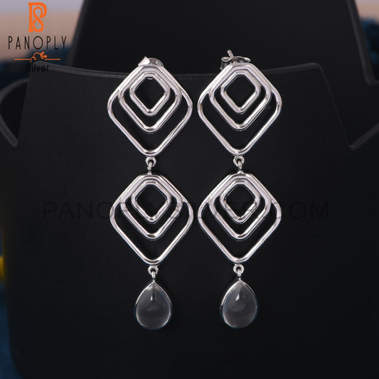 925 Silver Crystal Quartz Square  Earring For Women