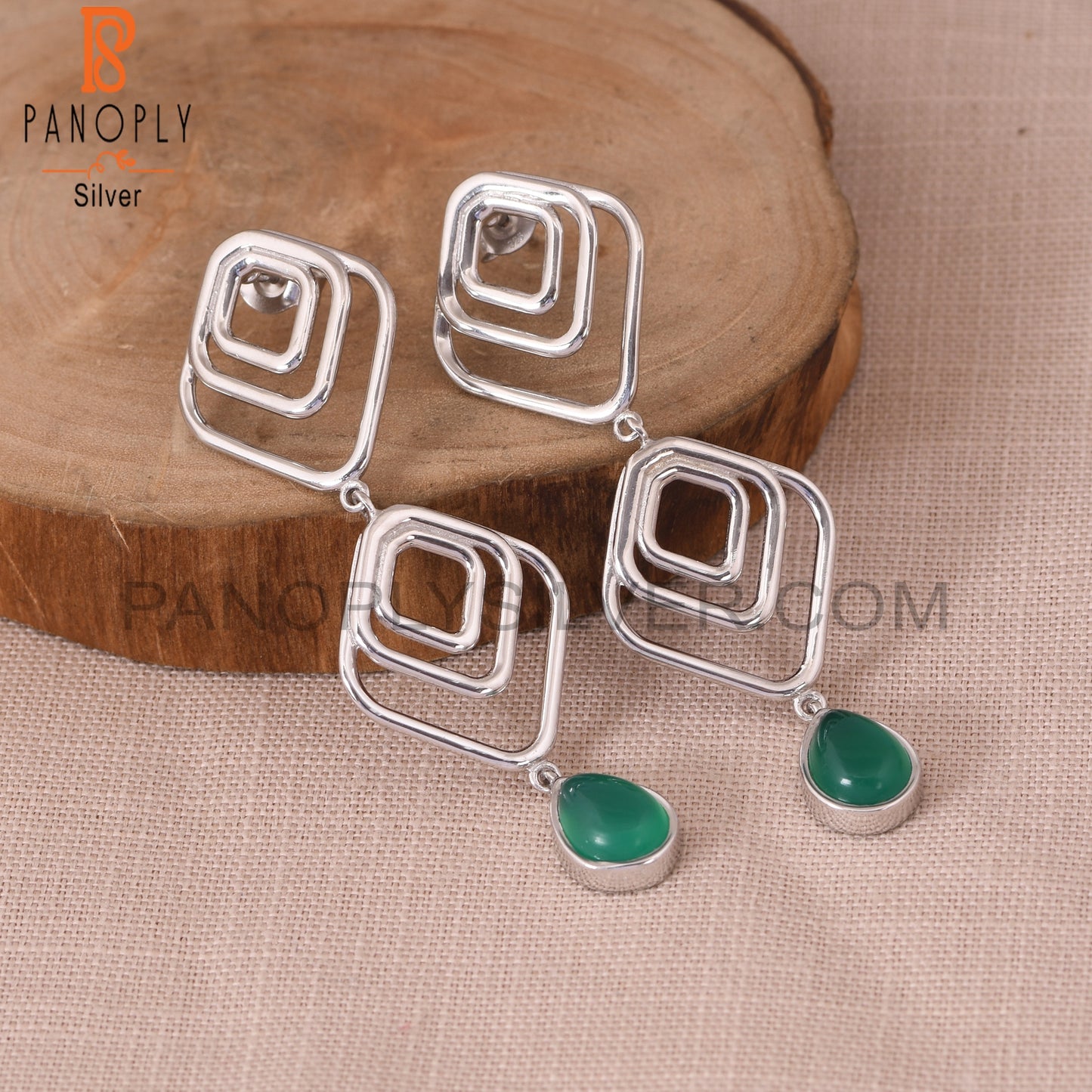 Green Onyx 925 Sterling Silver Gem Earring Jewelry