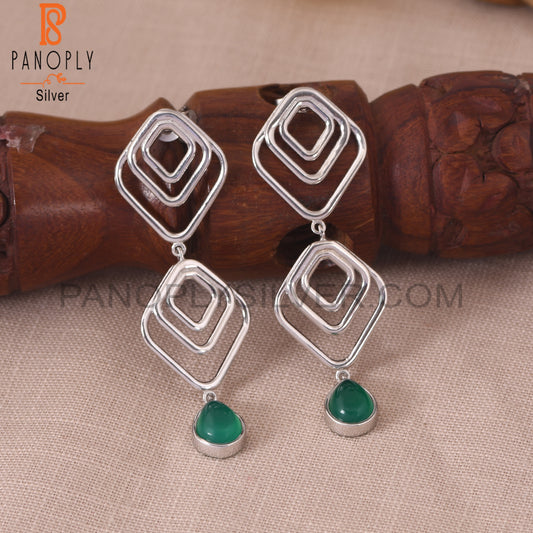 Green Onyx 925 Sterling Silver Gem Earring Jewelry