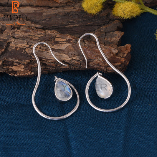 Rainbow Moonstone 925 Stamp Silver Handmade Girls Earrings