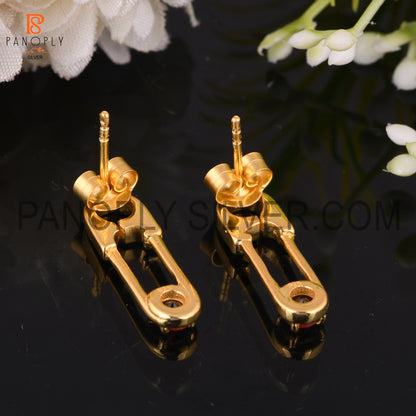 18k Gold Plated 925 Silver Safety Pin Earrings