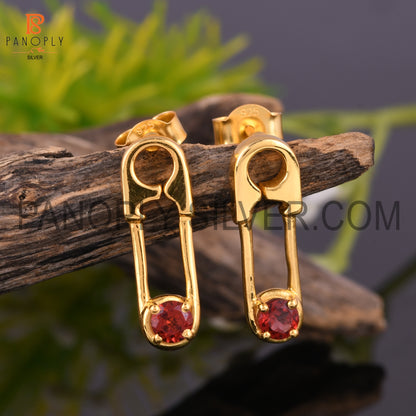 18k Gold Plated 925 Silver Safety Pin Earrings