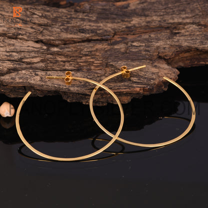 925 Sterling Silver Gold Plated Hoop Earrings