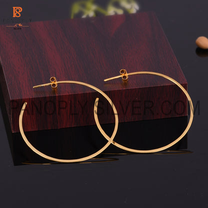 925 Sterling Silver Gold Plated Hoop Earrings