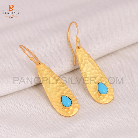 Arizona Turquoise 925 Silver Gold Plated Earrings