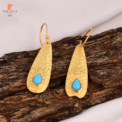 Arizona Turquoise 925 Silver Gold Plated Earrings