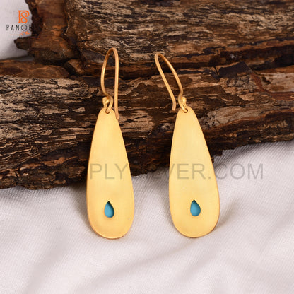 Arizona Turquoise 925 Silver Gold Plated Earrings