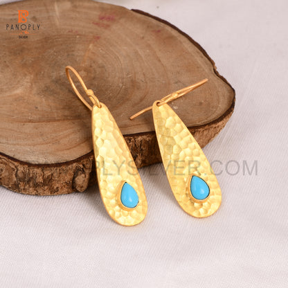 Arizona Turquoise 925 Silver Gold Plated Earrings