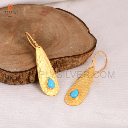 Arizona Turquoise 925 Silver Gold Plated Earrings