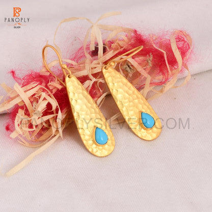 Arizona Turquoise 925 Silver Gold Plated Earrings