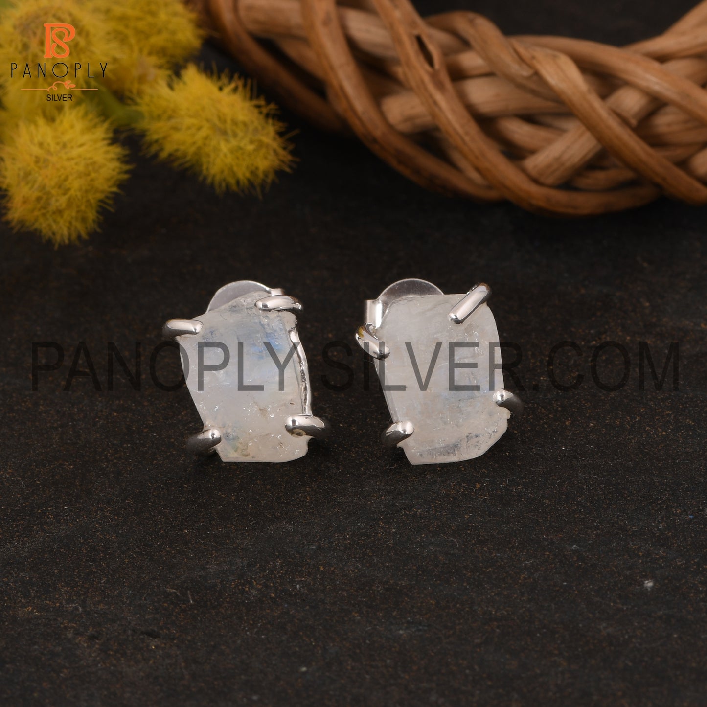 Rough Herkimer Diamond Gem Silver Earring