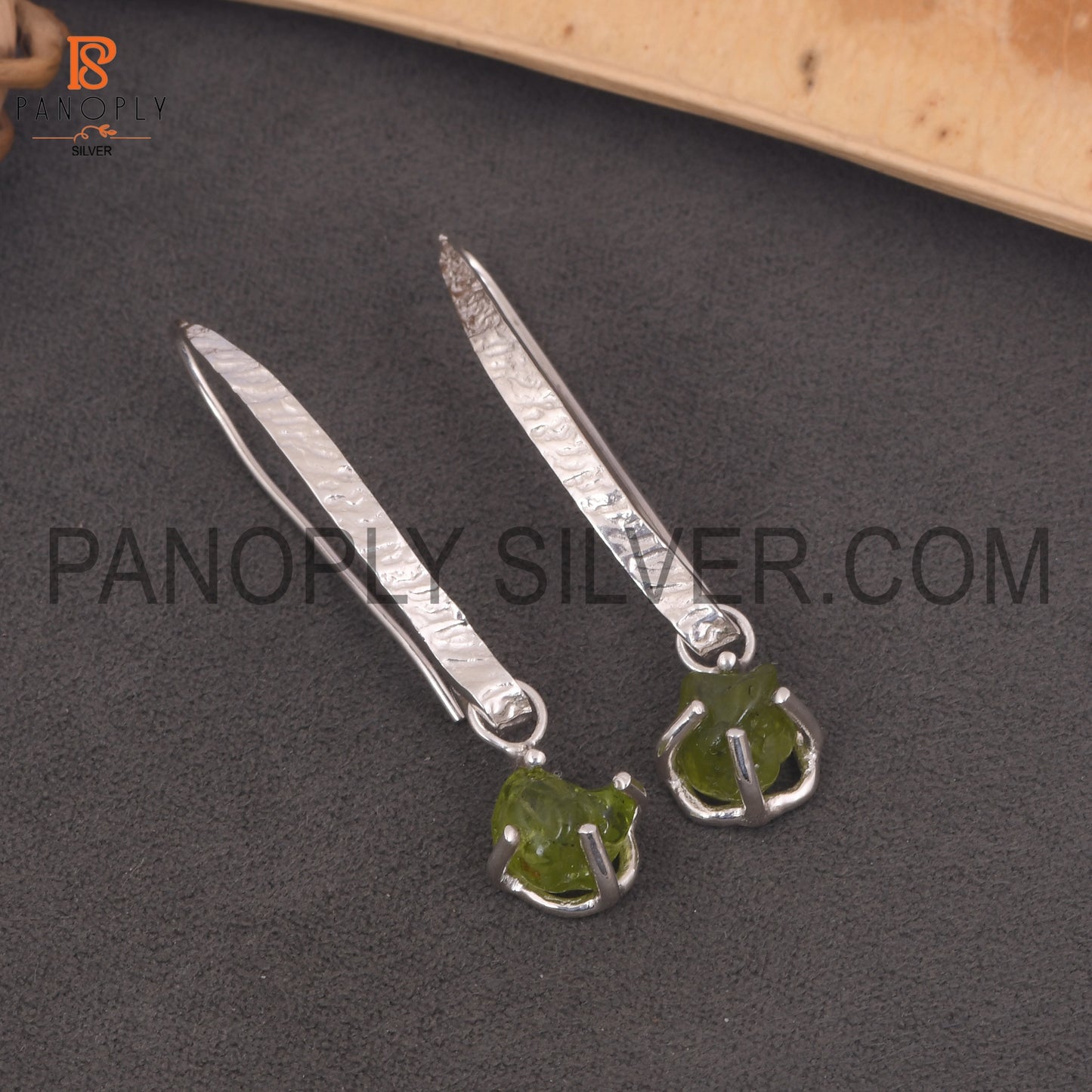 925 Silver Fish Hook Sparkling Peridot Earrings For Women