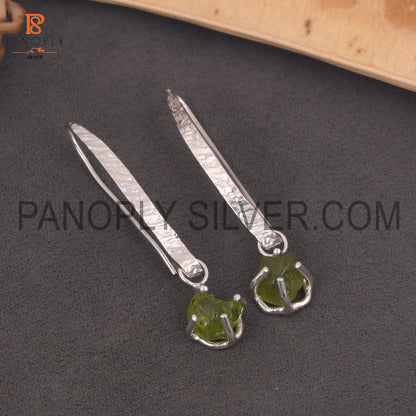 925 Silver Fish Hook Sparkling Peridot Earrings For Women