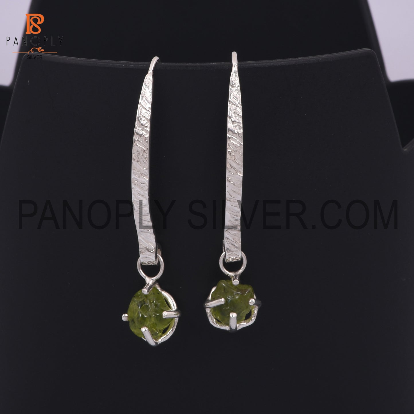 925 Silver Fish Hook Sparkling Peridot Earrings For Women