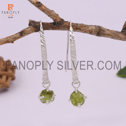 925 Silver Fish Hook Sparkling Peridot Earrings For Women