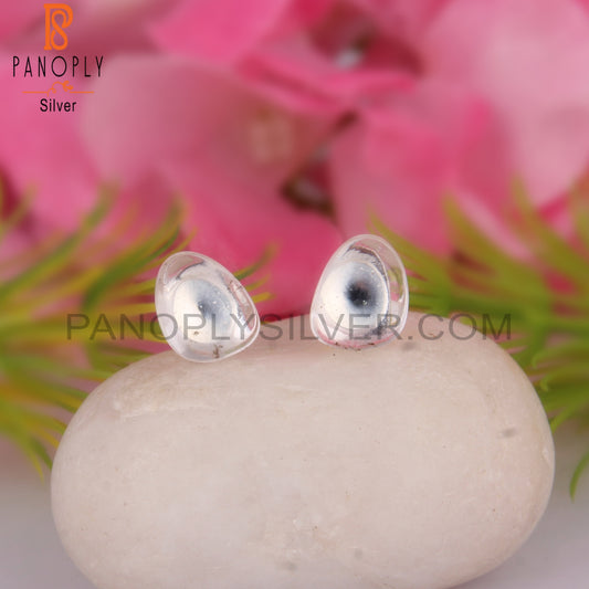 Crystal Quartz 925 Silver Stud Earrings Gift For Her