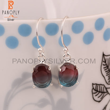 Bio Alexandrite Doublet Quartz Oval Silver Earrings