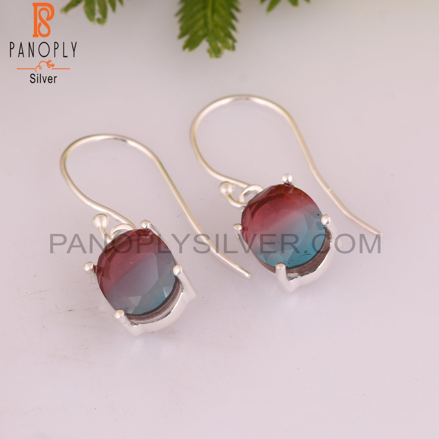 Bio Alexandrite Doublet Quartz Oval Silver Earrings