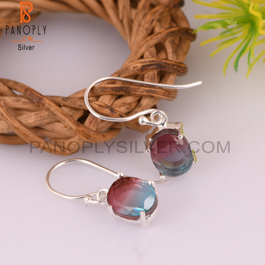 Bio Alexandrite Doublet Quartz Oval Silver Earrings