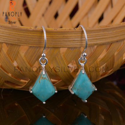 Kingman Turquoise 925 Silver Kite Style Silver Earrings