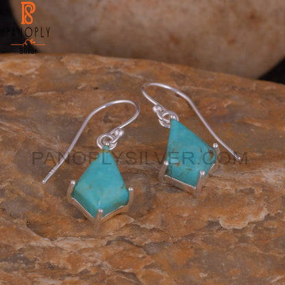 Kingman Turquoise 925 Silver Kite Style Silver Earrings