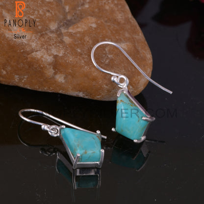 Kingman Turquoise 925 Silver Kite Style Silver Earrings