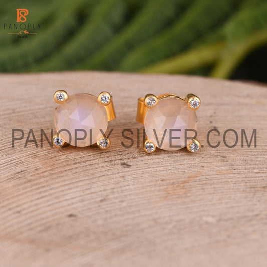 Tiny Cute Stud Gold Plated Rainbow And CZ Earrings For Girls