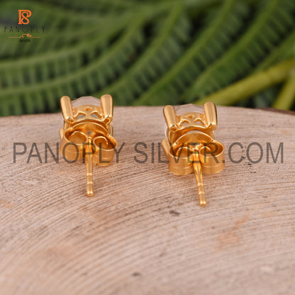 Tiny Cute Stud Gold Plated Rainbow And CZ Earrings For Girls