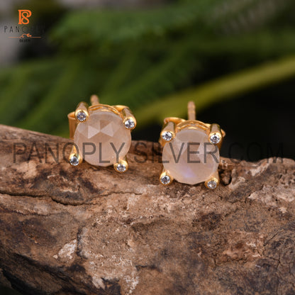 Tiny Cute Stud Gold Plated Rainbow And CZ Earrings For Girls