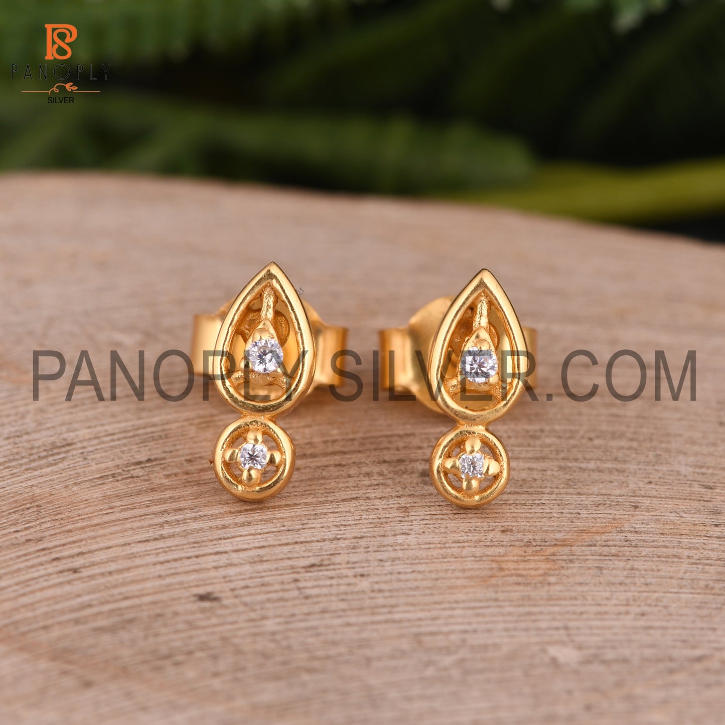 Tiny Cute Stud Gold Plated Moissanite Earrings For Girls