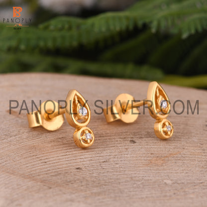 Tiny Cute Stud Gold Plated Moissanite Earrings For Girls