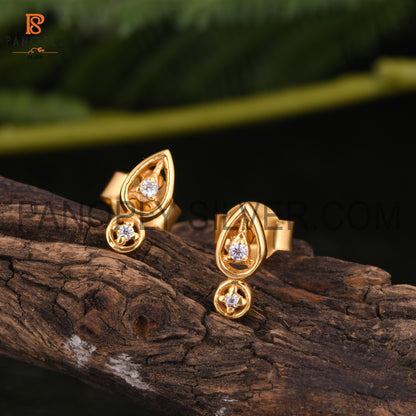 Tiny Cute Stud Gold Plated Moissanite Earrings For Girls