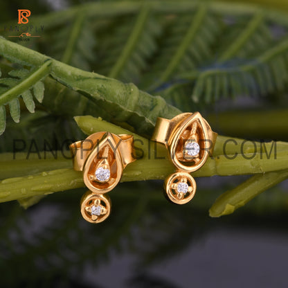 Tiny Cute Stud Gold Plated Moissanite Earrings For Girls