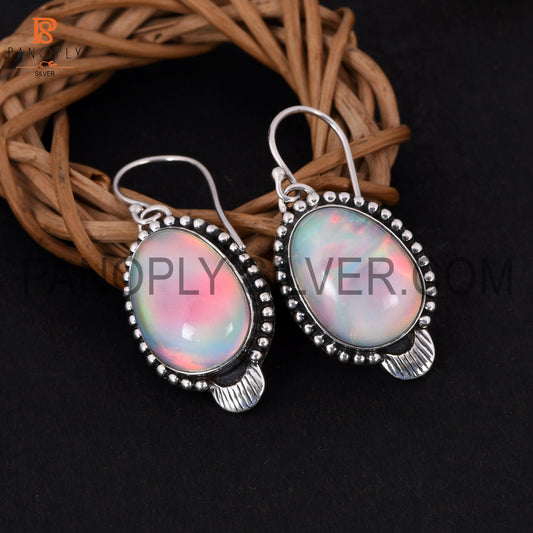 Aurora Opal 925 Sterling Silver Fish Hook Earrings