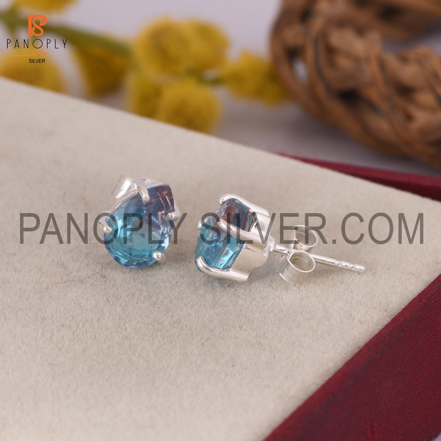 925 Silver Stud With Bio Alexandrite Pear Cut Earrings