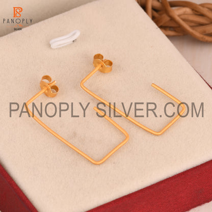 Gold Plated Rectangular Hoop Earring