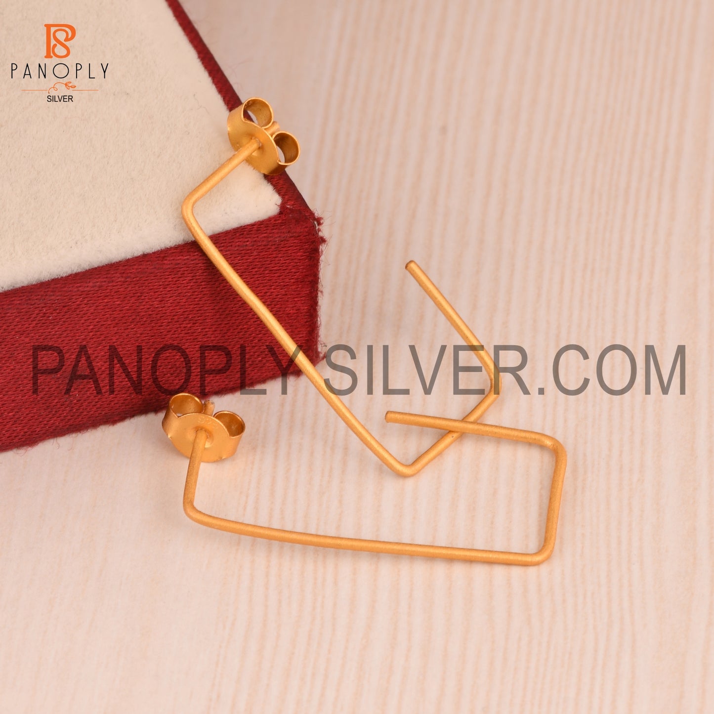 Gold Plated Rectangular Hoop Earring