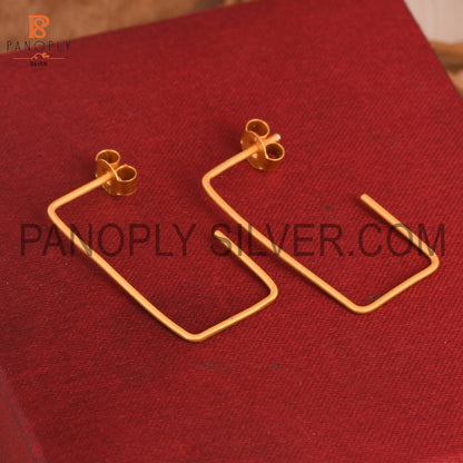 Gold Plated Rectangular Hoop Earring