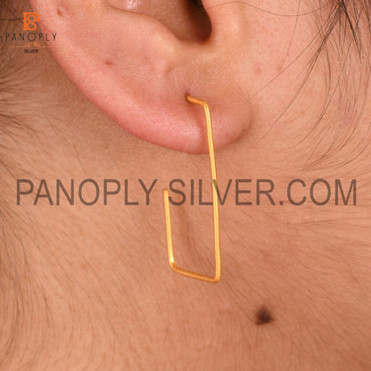 Gold Plated Rectangular Hoop Earring