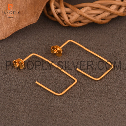 Gold Plated Rectangular Hoop Earring